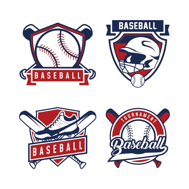 Vettore set di modello di bundle per il design del logo del baseball modello di logo dell'emblema del badge da baseball