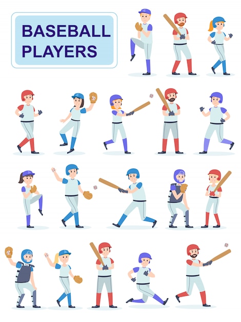 Набор бейсболистов в классической форме.