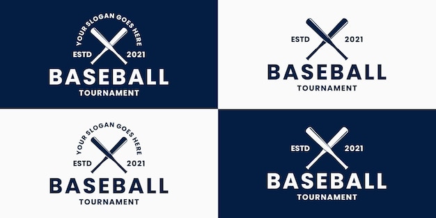 Set baseball sport logo design badge retro style