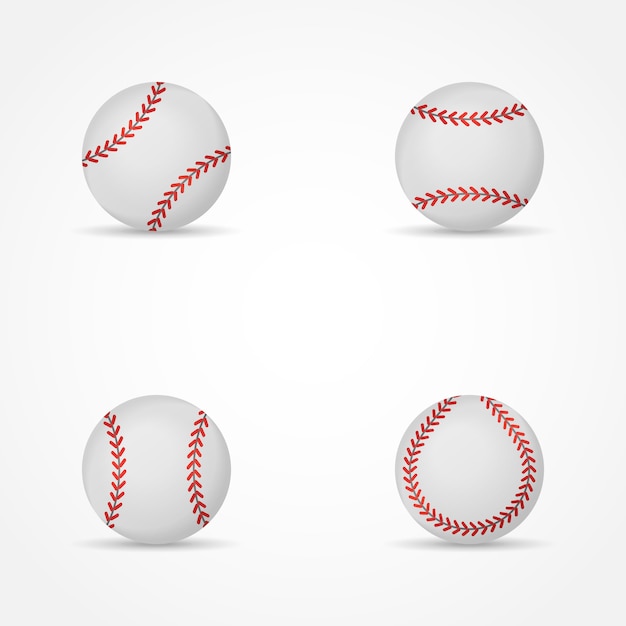 Vector set of baseballs isolated  illustration.