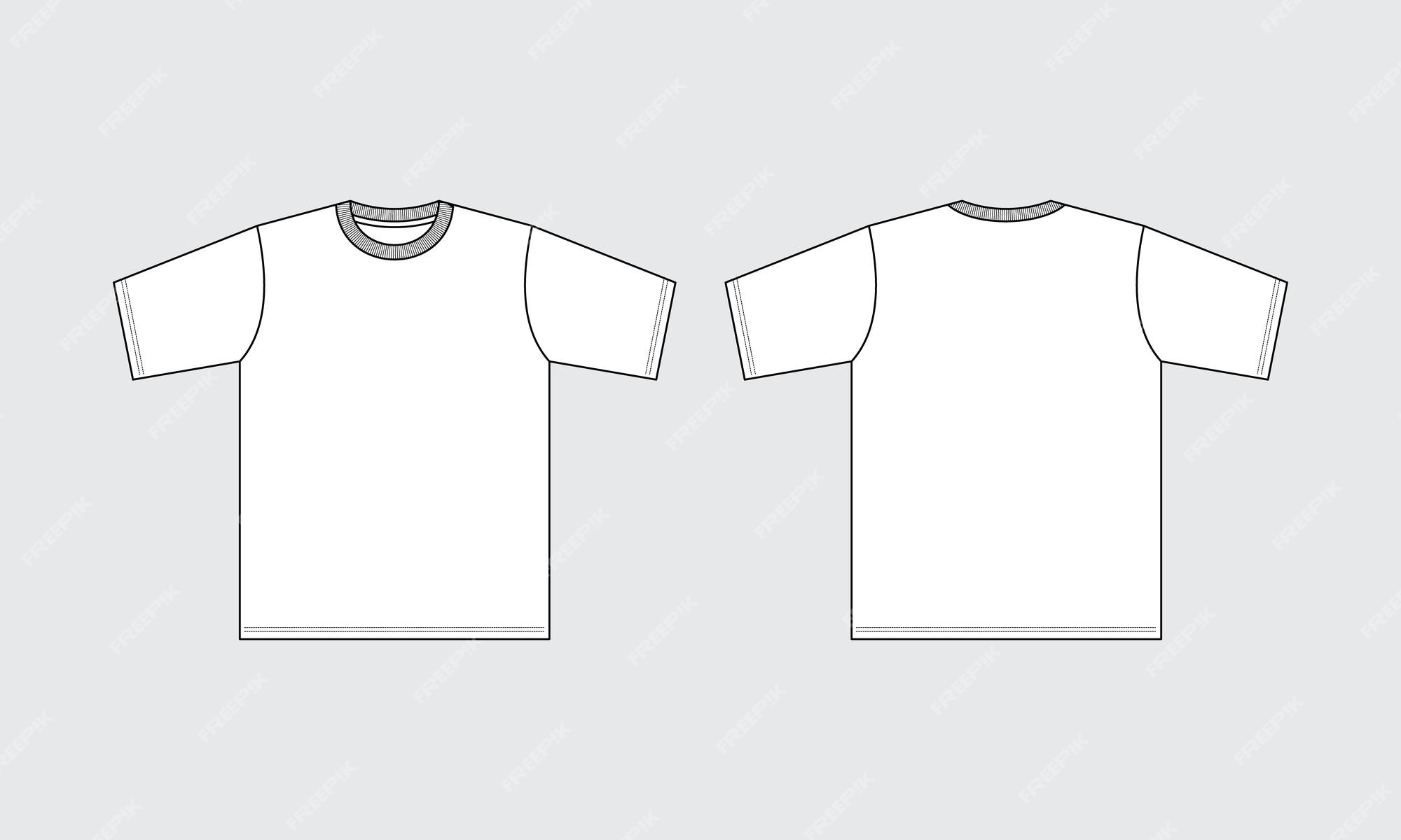 Premium Vector | Set of basic t-shirt technical fashion illustration ...