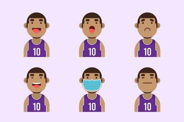 Set of basketball player expression premium 