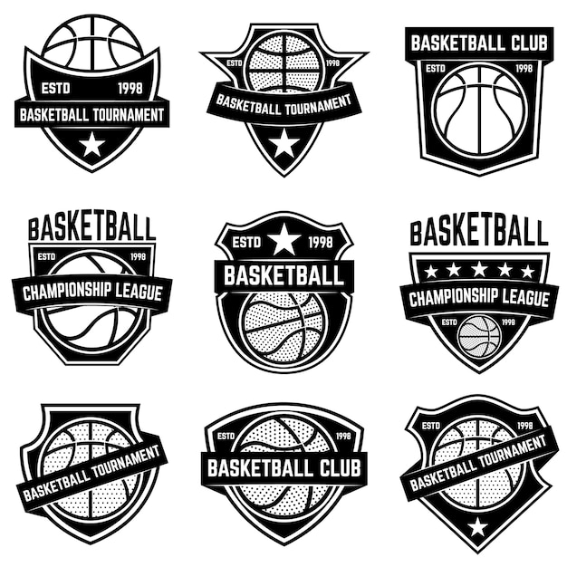 Set of basketball sport emblems.  element for poster, logo, label, emblem, sign, t shirt.  illustration