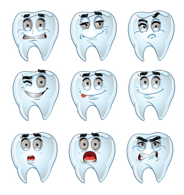 Set of batch cartoon dent smiles