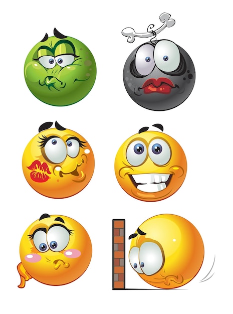 Vector set of batch round emotion smiles