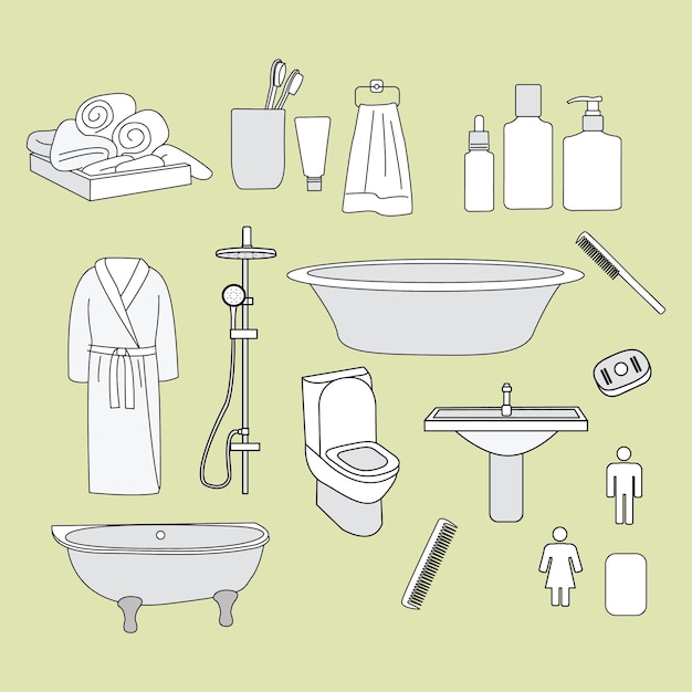 Vector set of bathroom elements