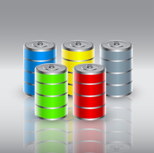 Set of batteries charged with renewable energy