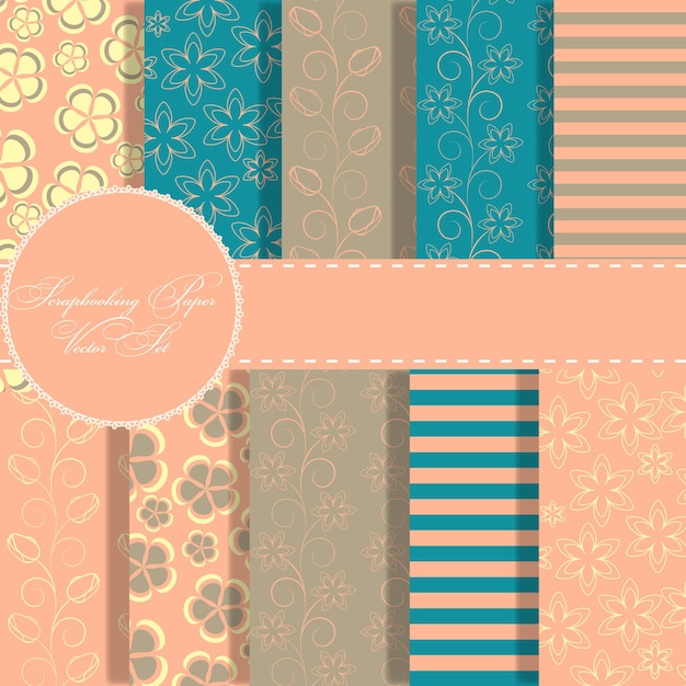 Set of beaautiful vector paper for scrapbook