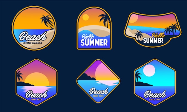 Vector a set beach summer adventure badge