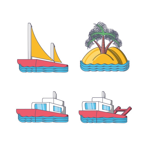 Vector set of beach vacation icons