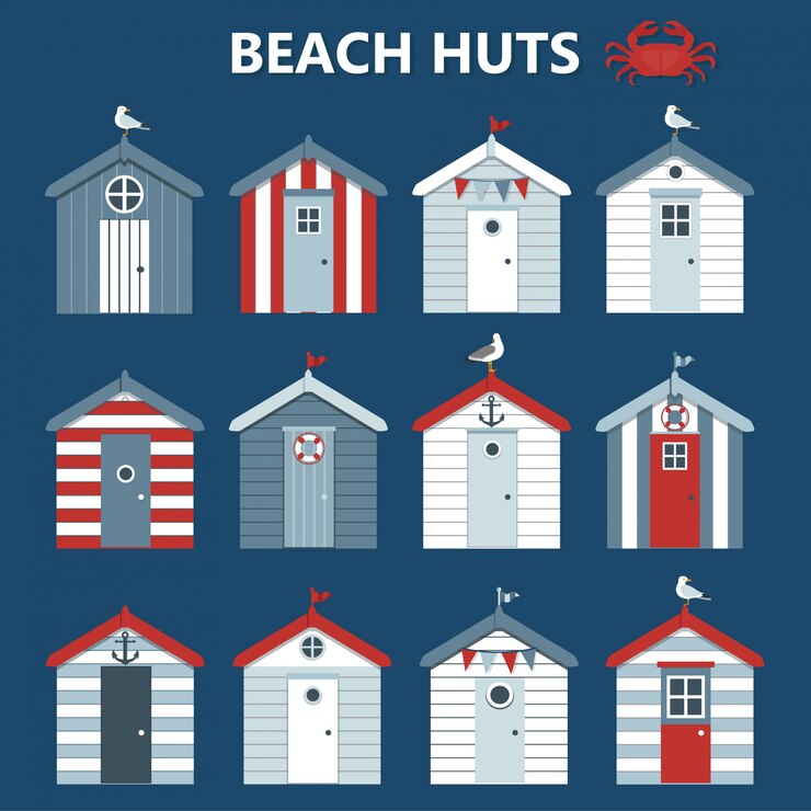 Vector set of beachs huts, 