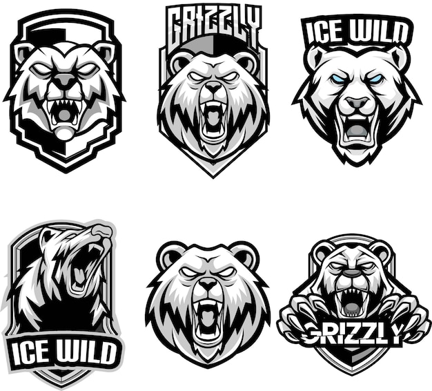 Set of bear logo badge template