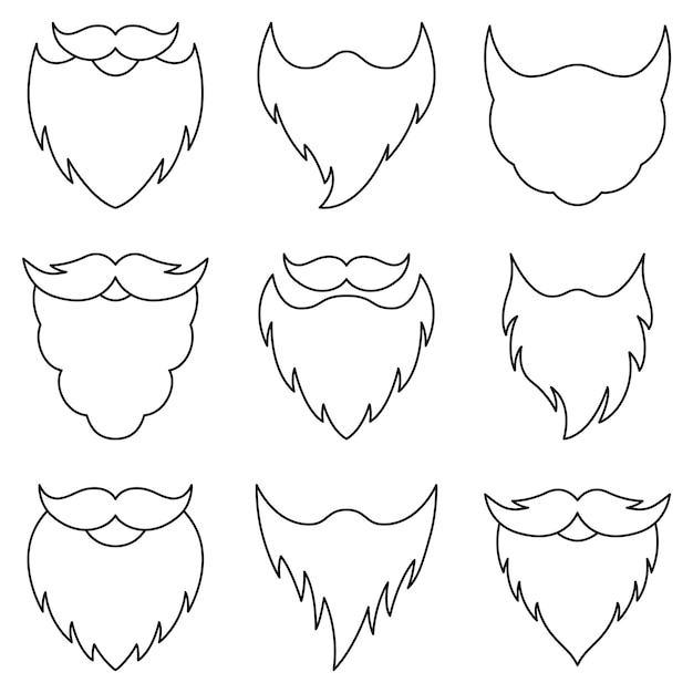Set of Beard in line style isolated