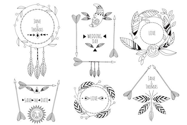 Vector set of beautiful boho frame