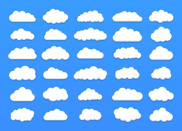 Set of beautiful cartoon clouds