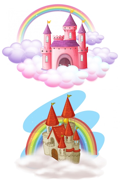 Vector a set of beautiful fairy tale castle