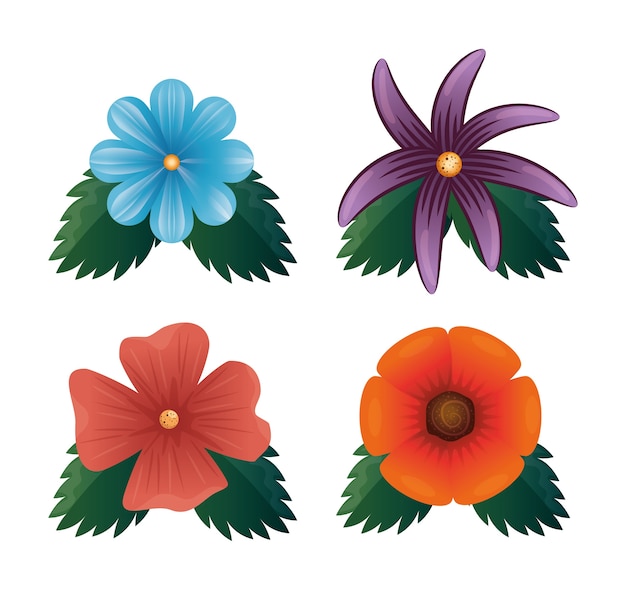 Vector set of beautiful flowers