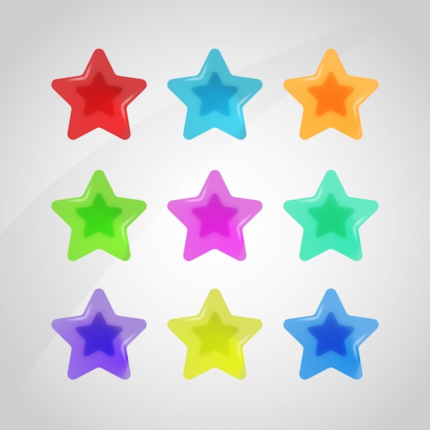 set of beautiful jelly colorful stars