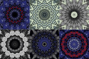 Set of beautiful mandala abstract fractal pattern illustration