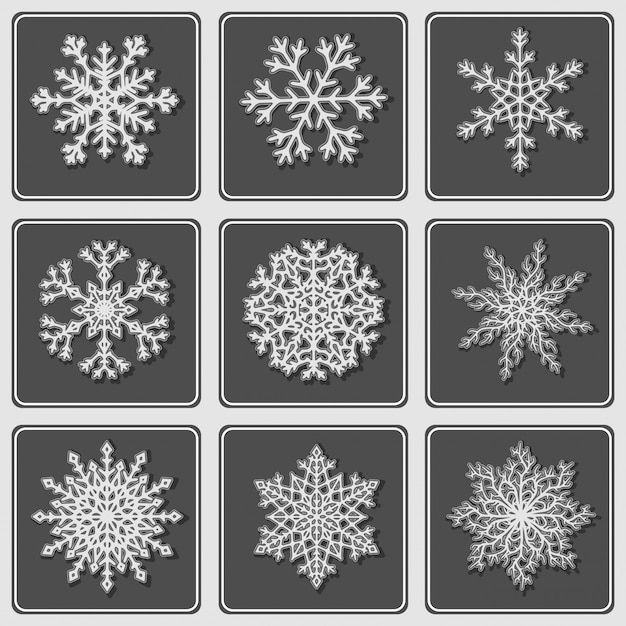 Vector set of beautiful paper snowflakes.