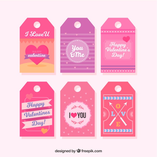 set of beautiful valentine labels
