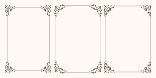 Vector a set of beautiful vector frames with swirls