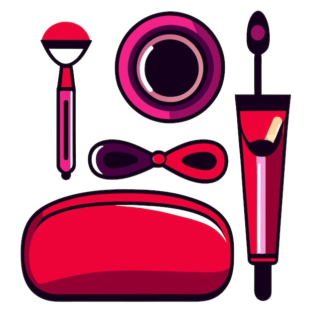 Set of beauty accessories or cosmetic or make up collection vector illustration