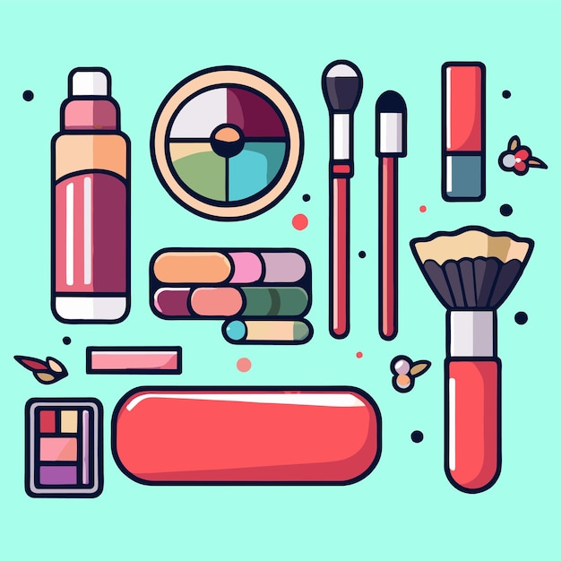 Vector set of beauty accessories or cosmetic or make up collection vector illustration