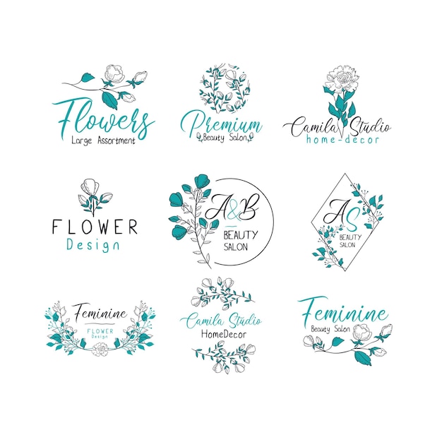 Vector set of beauty and fashion logo design vectors