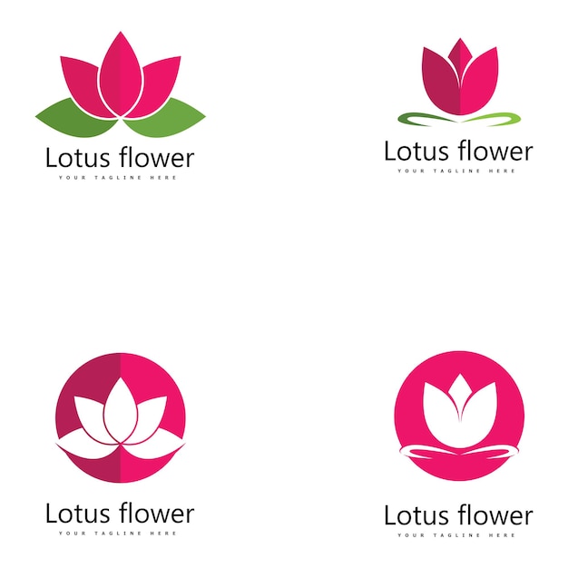 Set of Beauty Vector lotus flowers design logo Template icon