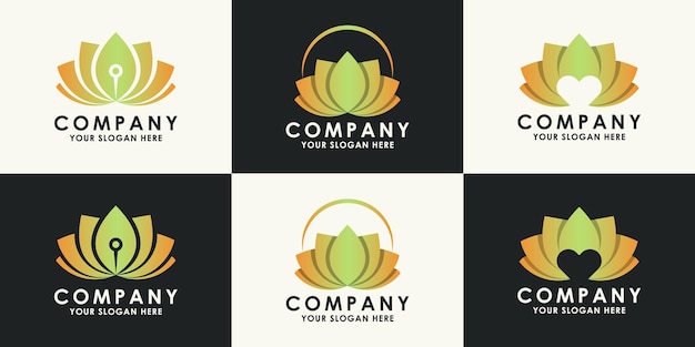 Set of beauty and wellness flower logo design