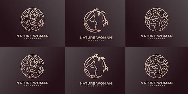 Set di ispirazione per il design del logo della donna di bellezza.