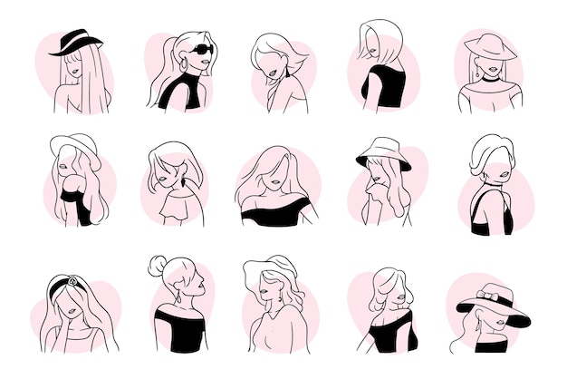 Vector set of beauty woman logo