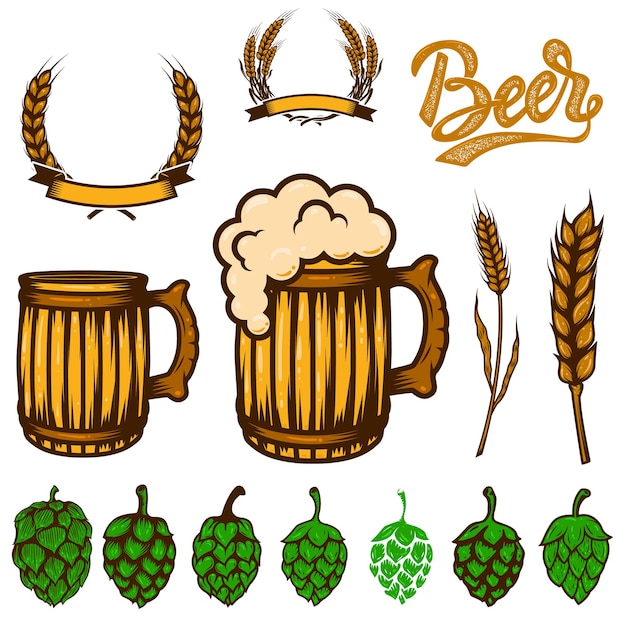 Vector set of beer design elements