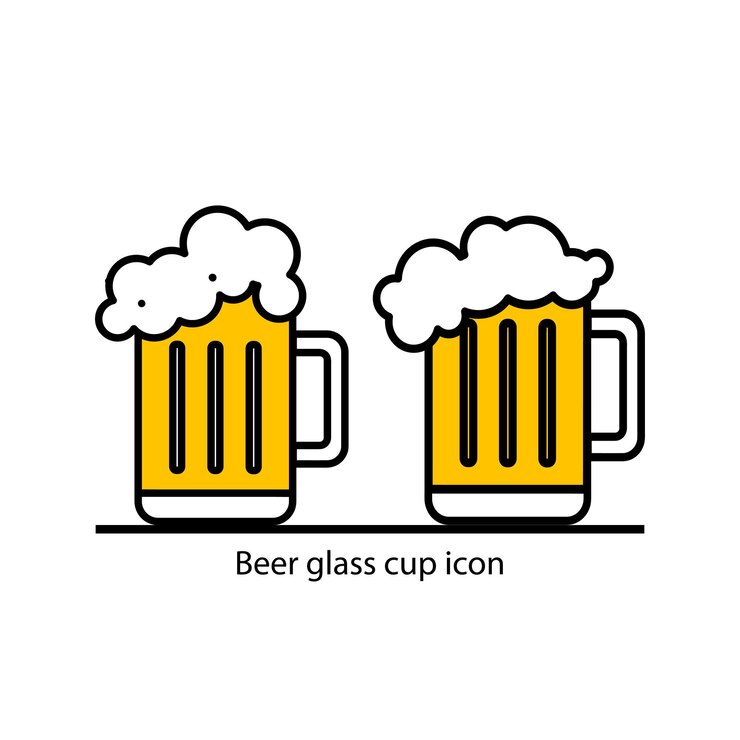 Vector パブアイコンのベクトルイラストのための新鮮な泡のビールグラスのセット