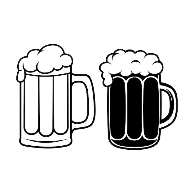 set of beer mugs icons isolated on white vector