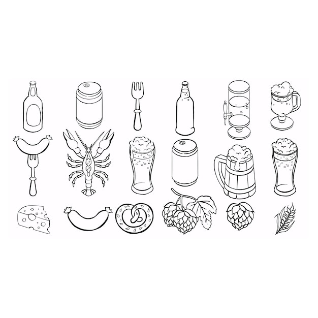 Set of beer such as alcohol brewery craft beer hop Vector illustration