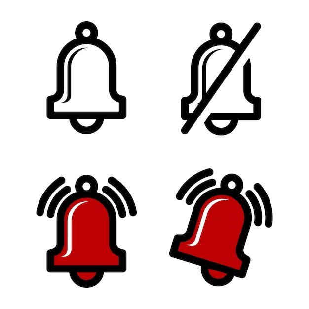 Set of bell icons bell notification icon bells icon vector design illustration notification symbol bells icon simple sign