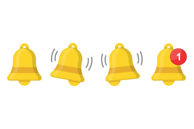 Set of bell notification icons Vector in flat design