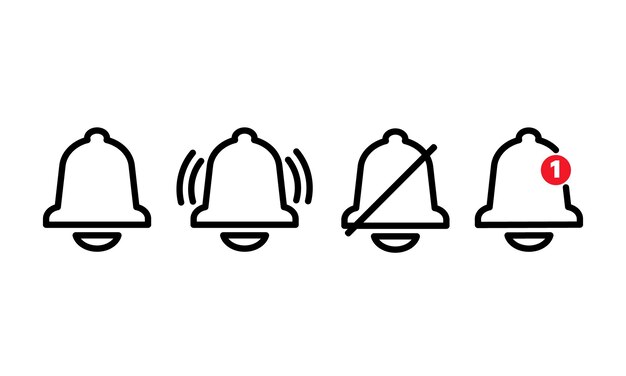 Vector set of bell notification line icon