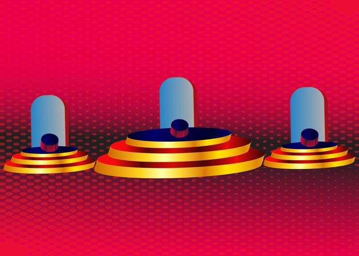 Vector a set of bells with a red background with a red background 3d