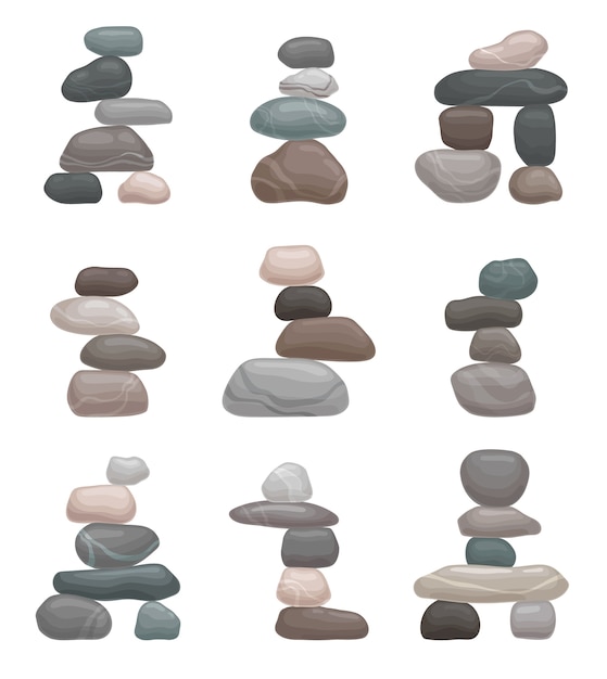 Set bergen van gladde stenen