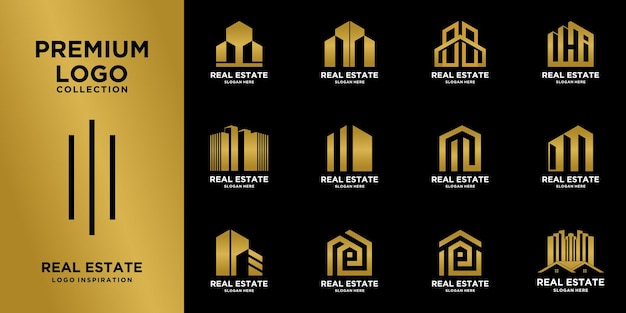 Vettore impostare la migliore collezione real estate logo design