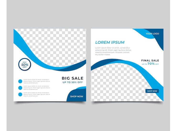 Vector set bewerkbare sjabloon voor minimale vierkante spandoek. sjabloonontwerp voor sociale media na verkoop