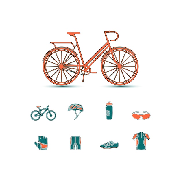 Vector set of bicycle full color icon