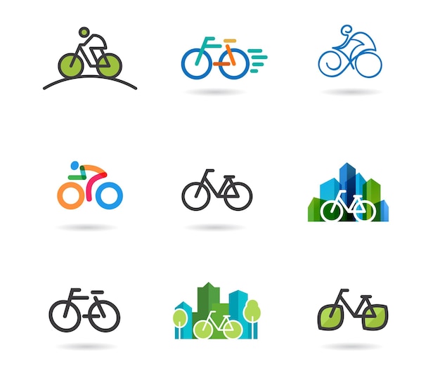 Vector set of bicycle icons and symbols