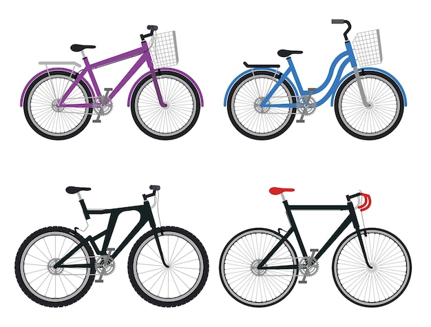 set bicycle styles icons