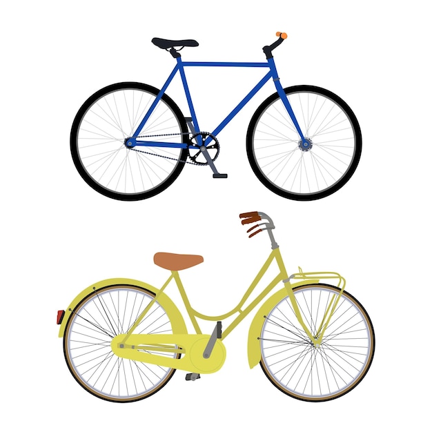 set of bicycles mountain city bike sport rest tourism