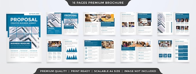 set of bifold brochure template design with minimalist and clean style use for presentation and annual report