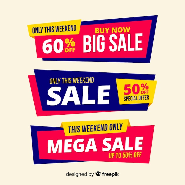 Set of big sales banner design, mega sale